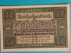 Reichsbanknoten  10 Mark 1920 Unc