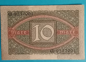 Reichsbanknoten  10 Mark 1920 Unc