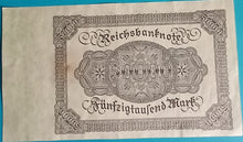 Laden Sie das Bild in den Galerie-Viewer, Reichsbanknoten  50.000 Mark 1922 Rosenberg 79a

