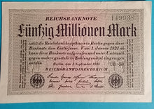 Laden Sie das Bild in den Galerie-Viewer, Reichsbanknote 50 Millionen Mark 1923
