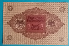 Laden Sie das Bild in den Galerie-Viewer, Darlehnskassenschein 2 Mark 1920, gebraucht
