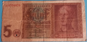 5 Reichsmark 01.08.1942 gebraucht