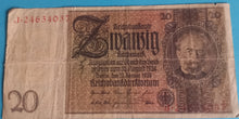 Laden Sie das Bild in den Galerie-Viewer, Reichsbanknote 20 Mark 1929 gebraucht
