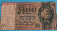 Laden Sie das Bild in den Galerie-Viewer, Reichsbanknote 50 Mark 1933 gebraucht

