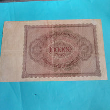 Laden Sie das Bild in den Galerie-Viewer, Reichsbanknote 100.000 Mark 1923 gebraucht
