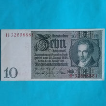 Laden Sie das Bild in den Galerie-Viewer, Reichsbanknote 10 Mark 1929 gebraucht
