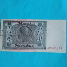 Laden Sie das Bild in den Galerie-Viewer, Reichsbanknote 10 Mark 1929 gebraucht

