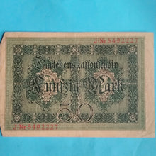 Laden Sie das Bild in den Galerie-Viewer, Darlehenskassenschein 50 Mark 1914 gebraucht
