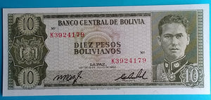 Bolivien 10 Pesos Bolivianos 1962 unc