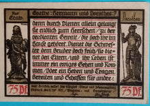 Laden Sie das Bild in den Galerie-Viewer, Pößneck 75 Pfennig 1921 gebraucht Goethe 2
