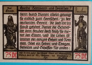 Pößneck 75 Pfennig 1921 gebraucht Goethe 2