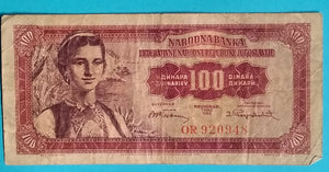 Jugoslawien 100 Dinara 1955  gebraucht
