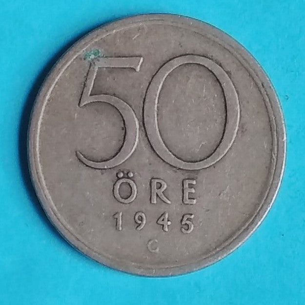 Schweden 50 Öre 1945 Silber
